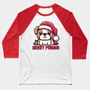 Pugmas Christmas Santa Dog Baseball T-Shirt